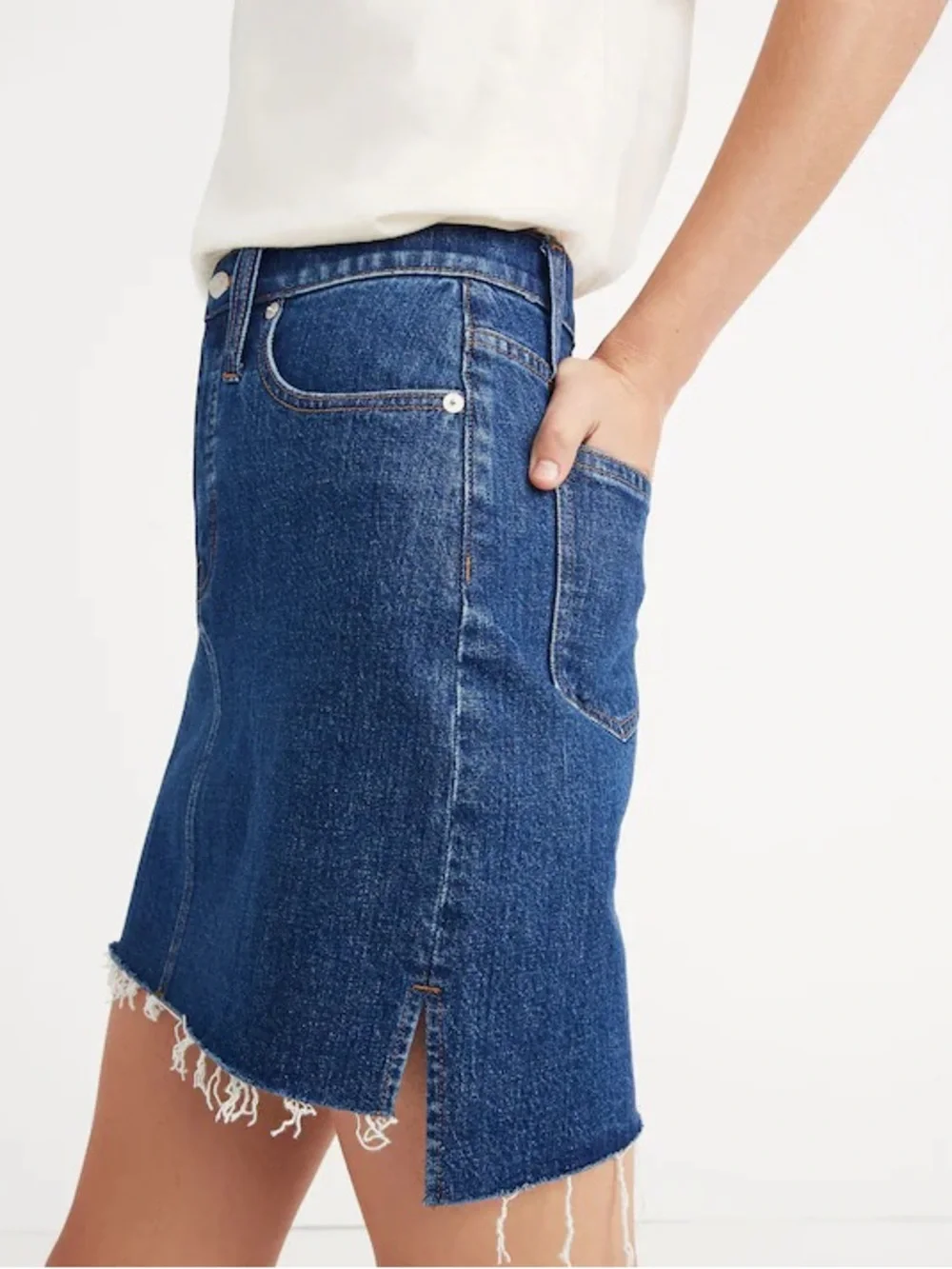 Madewell Stretch Denim Straight Mini Skirt: Step-Hem Edition Size 31